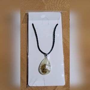 1× Natural Insect Pendants Custom Necklace Vintage Rope Necklace